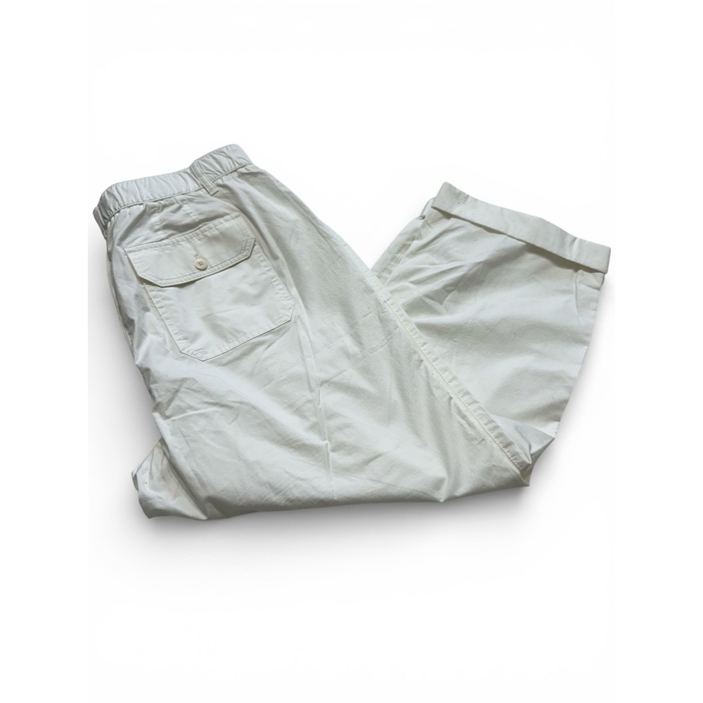Talbots Women's‎ White Utility Capri Pants Button Zip Elastic Waist Size L